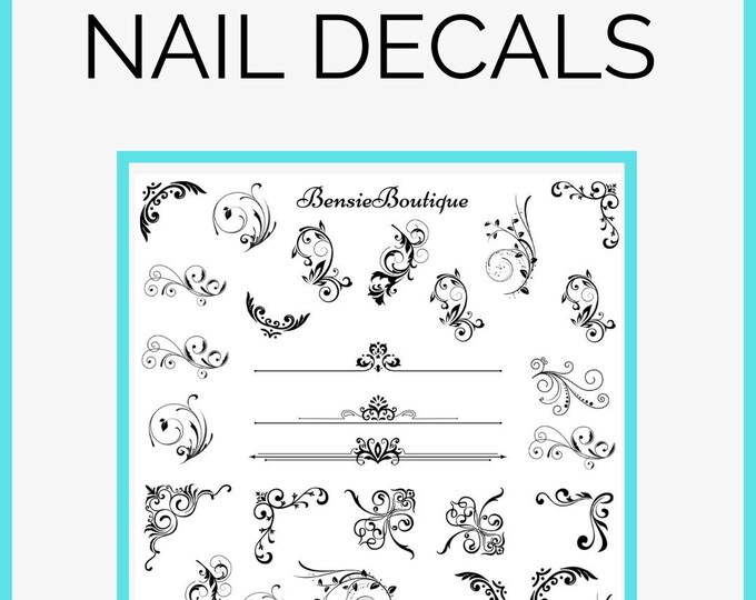 Filigree Nail Waterslide Decals | Transparent Decals | Border Decals | Rococo | Baroque | Renaissance Nail Art | DIY