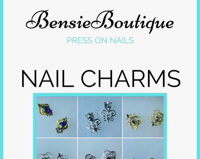 Bling Nail Charms | Heart Charms | Diamond Charm | Pear Charm | Tear drop Charm | jewel charms | steam punk charms | add on or DIY