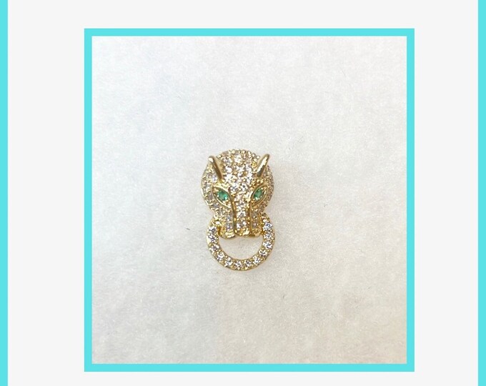 Gold Lion Door Knocker Nail Charm | Green Eyes | 3D nail charm | Animal 3D | nail enhancement | add on or DIY