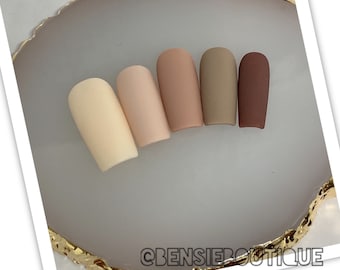 Gradient Nude Neutral Press on Nails | matte nails | glossy nails | Simple hand painted press on nails | extra short to 3XL nails