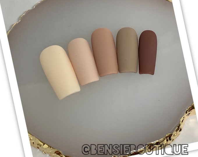 Gradient Nude Neutral Press on Nails | matte nails | glossy nails | Simple hand painted press on nails | extra short to 3XL nails