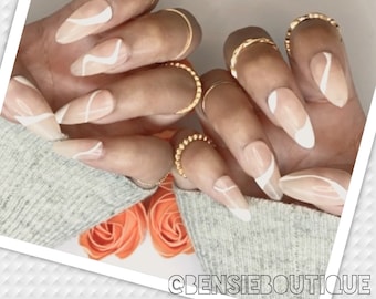 Abstract Swirl | Hand-painted Luxury Press on Nails | Custom Nails | Salon-quality | Chic Nails | Short Nails | Long Nails | Classic Nails