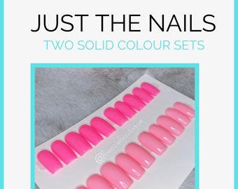Just The Nails | 2 solid colour standard sets of your choice (10 nails per set) | Basic Press on nails Canada USA