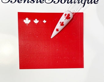 Maple Leaf Mini Vinyl Nails Stickers/Stencil | Sheet of 24 | Kiss Cut stickers | DIY Nails | Scrapbooking | Swatching | Canada decals