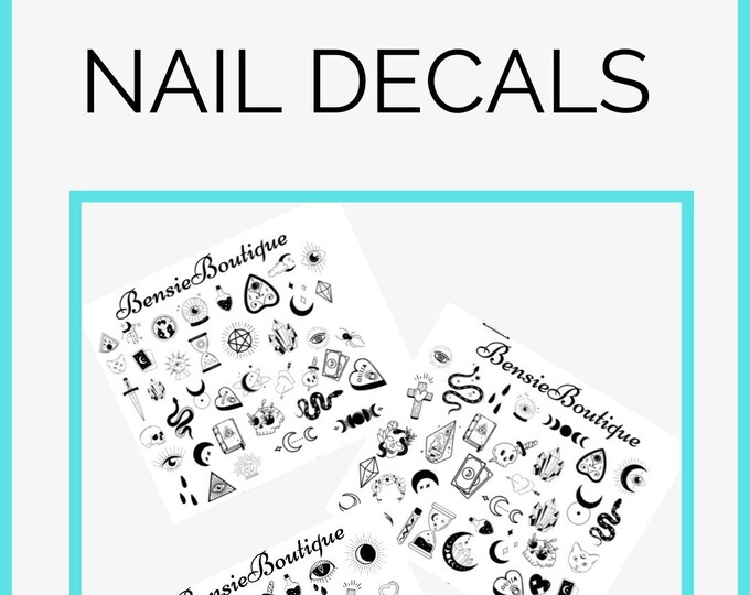 Spellbound Nail Waterslide Decals | Celestial Decals | Skeleton Decals | Wiccan Decals | Snake Decals | Occult Decals | Gothic Decals | DIY