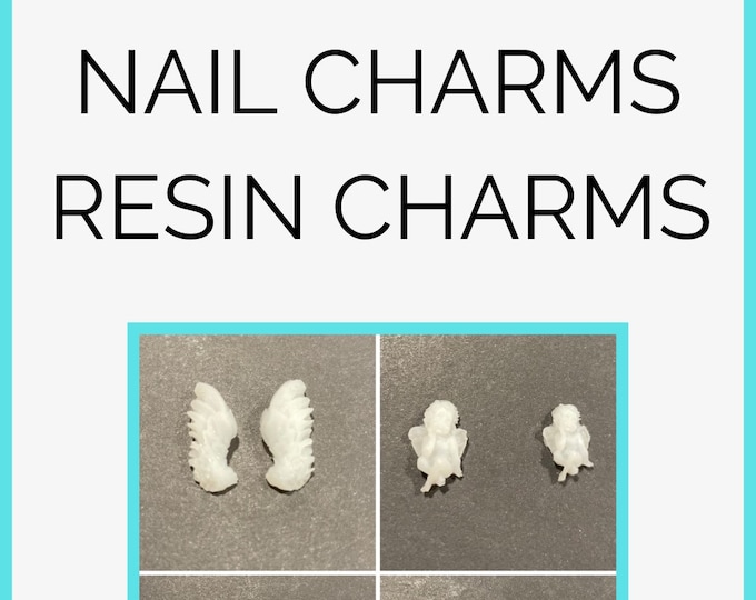 Cherub Resin Charm | Angel Wings | Heart Charms | 3D Angel Wings | 3D Heart Charms | 3D Nail Art | Nail Enhancements | Resin Charms