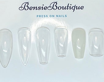 Blank Nails | Sizes 0-9 Clear Nails DIY - Medium Coffin Nails - Long Coffin Nails - Short Square Nails - Long Stiletto - short oval