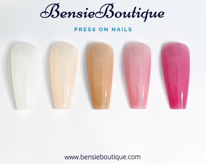 Blank Nails - Colour Nails DIY - Long Coffin Nails - Jelly Nails - White - Pink - Nude