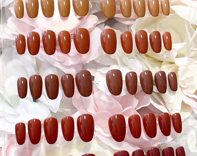 Neutral/Brown Bundle | 6 sets of hand painted solid colour press on nails | Nail bundle | Extra short to Long nails