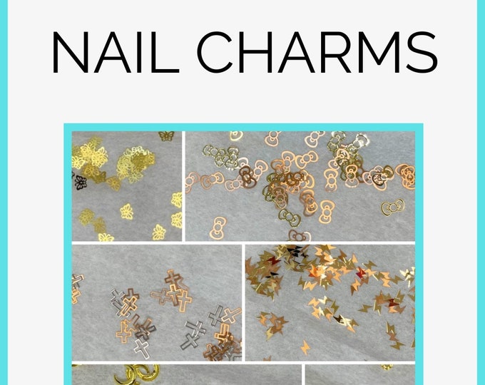 Nail Charm Press | Dainty Flat Nail Charms | Curated Mini Flat Charms | Gold Nail Charms | Kawaii Charms | nail enhancement