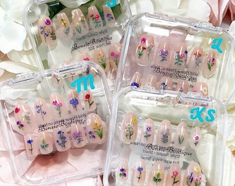 Wild Flower Press on Nails | Floral Nails | Ready to Ship (RTS)
