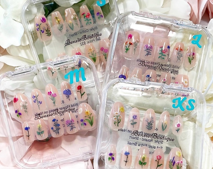 Wild Flower Press on Nails | Floral Nails | Ready to Ship (RTS)