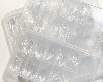 Boxed 100 Clear Nail Tips - Full Cover Blank Nails - DIY - Medium Coffin - Long Coffin - Short Square - Long Stiletto - short oval - squoval