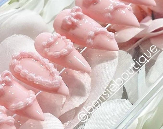 Pink Cake Nails | Dessert Nails | Frosting Nails | Birthday Nails | Romantic nails | cute nails | custom press on nails | Valentine's Nails