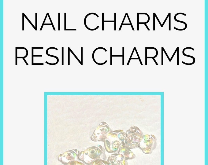 Teddy Bear Nail Charms | Aurora Bear Nail Charms | 3D Teddy Bear Charms | 3D Heart Charms | 3D Nail Art | Nail Enhancements | Resin Charms