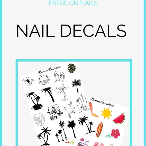 Palm Tree Nail Decals Etsy