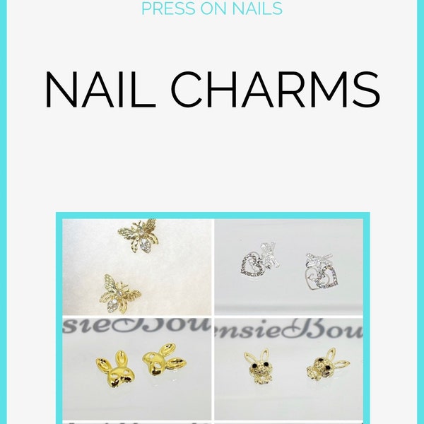 Bling Nail Charms | Heart Charms | Dangly Charms | bunny | bee | Tear drop Charm | jewel charms | steam punk goth charms | add on or DIY