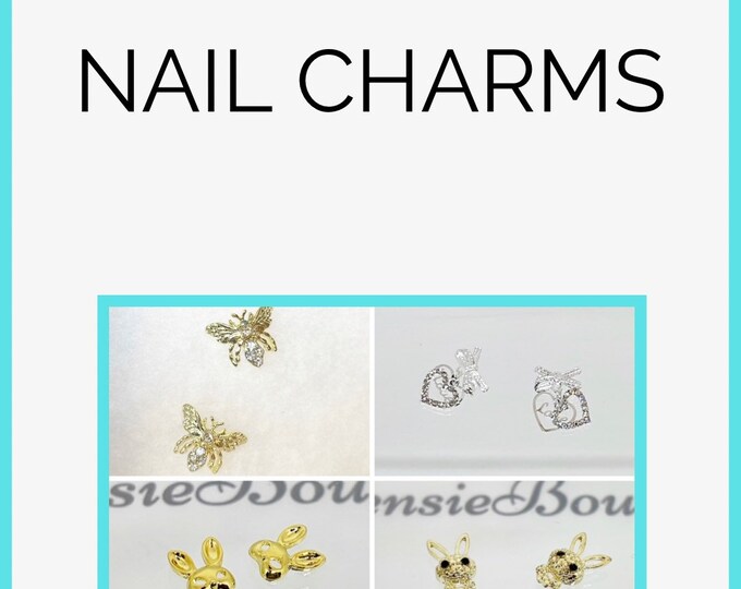 Bling Nail Charms | Heart Charms | Dangly Charms | bunny | bee | Tear drop Charm | jewel charms | steam punk goth charms | add on or DIY