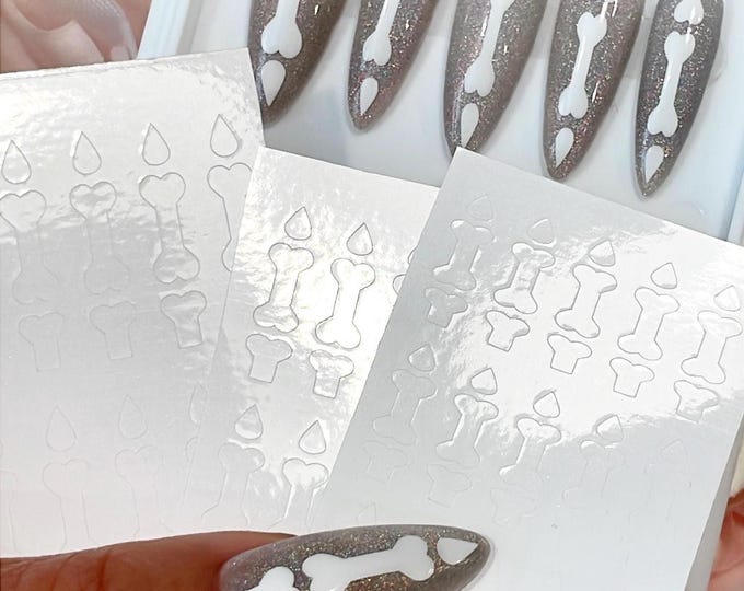Finger Bone Decals | Phalanges | Skeleton stickers | Bone stickers | Repositionable Airbrush Stencil | DIY Nails | Glow in the dark