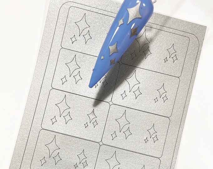Four point Stars Mini Vinyl Nails Stickers/Airbrush Stencil | Sheet of 10 stencils | Kiss Cut stickers | DIY Nails | Scrapbooking