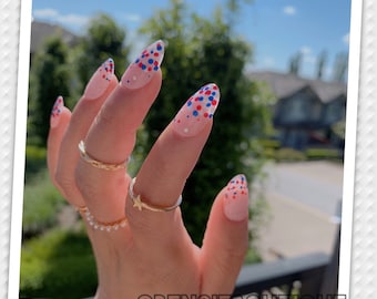 Red White + Blue | Polka Dots | Customizable Press on Nails