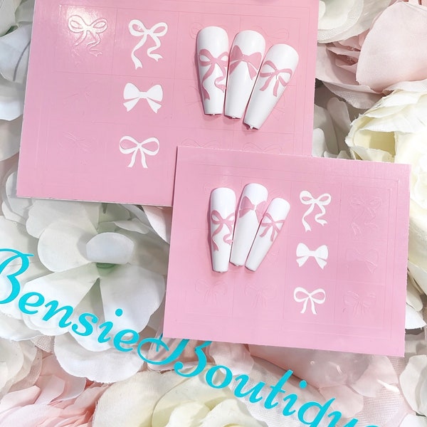 Coquette Bows Vinyl Nail Stickers/Stencils | 2 Sheets of 12 stickers | Kiss Cut stickers | DIY Nails | Scrapbooking | Airbrushing