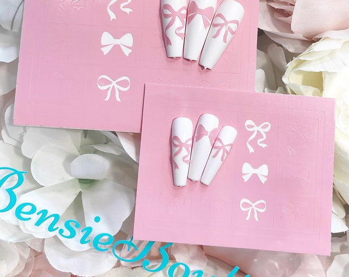 Coquette Bows Vinyl Nail Stickers/Stencils | 2 Sheets of 12 stickers | Kiss Cut stickers | DIY Nails | Scrapbooking | Airbrushing