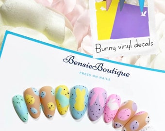 Various Bunny Vinyl Nail Stickers/Stencils | 1 Sheet of 12 stickers | Kiss Cut stickers | DIY Nails | Scrapbooking | Airbrushing
