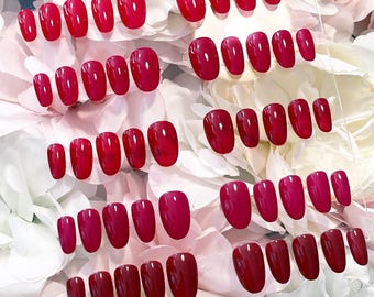 Red/Burgundy Bundle | 6 sets of hand painted solid colour press on nails | Nail bundle | Extra short to Long nails