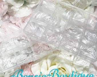 Boxed 120/240 Clear Nail Tips - Full Cover Blank Nails - DIY - Extra Short Almond - Long Coffin - Short Square - Long Stiletto - short oval