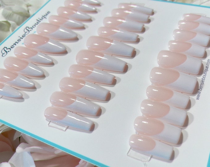 White French Tip Manicure | Deep French Manicure | press on nails | customizable colours | Classic Nails