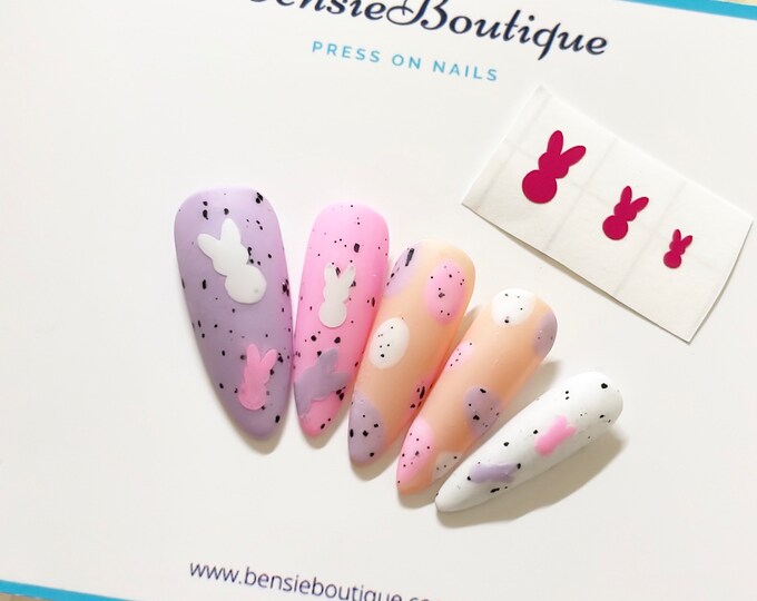 Bunny Mini Vinyl Nails Stickers/Stencils | Sheet of 30 | Kiss Cut stickers | DIY Nails | Scrapbooking | Makeup Stencil