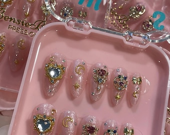 Magical Girl: 3D Charms and Pink Glitter Nails