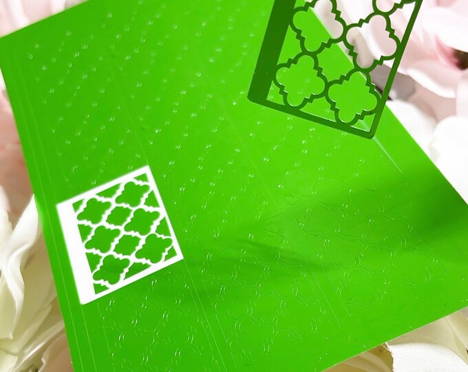 Tile Patterned Nails Stickers/Airbrush Stencil | Moroccan Tile | Quatrefoil Kiss Cut stickers | DIY Nails