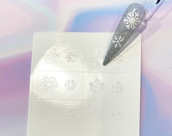 Snowflake Mini Vinyl Nails Stickers/Stencil | Sheet of 20 | Kiss Cut stickers | DIY Nails | Scrapbooking | Make Up Stencil