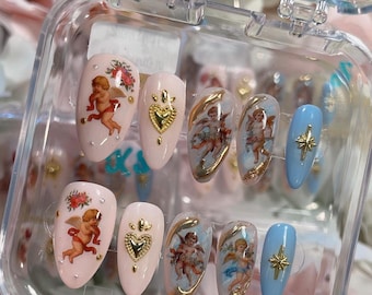 Cherubs + Angels: Pink and Blue Renaissance Nails