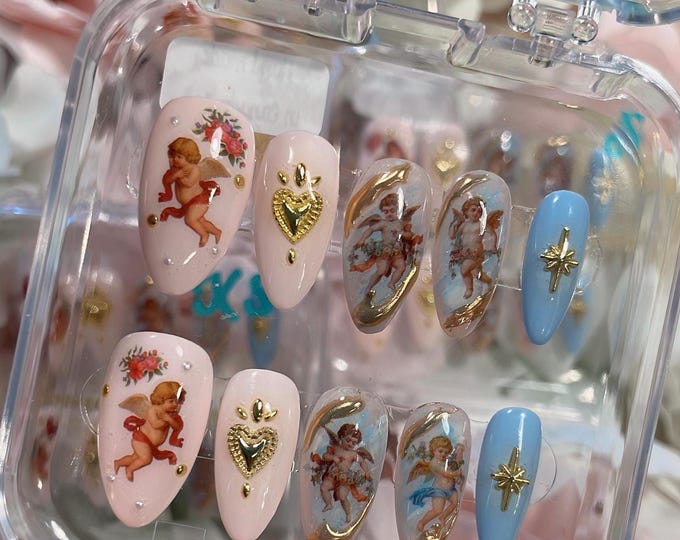 Cherubs + Angels: Pink and Blue Renaissance Nails