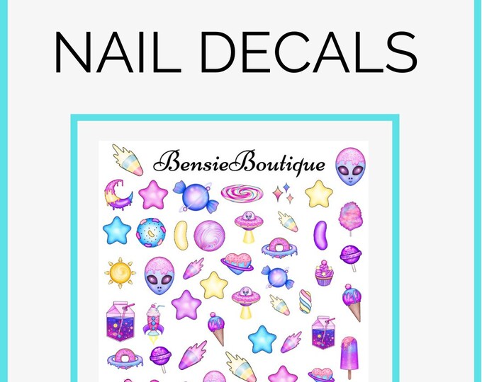 Sweet Alien | Watercolour Nail Waterslide Decals | Transparent Decals | White Decals | Candy Decals | Nail extensions | Nail Art | DIY