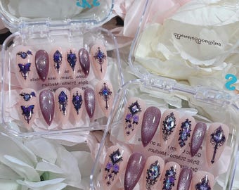 Gothic Charm | Cat eye nails | Vampire Nails | Gothic Nails | extra short to 3XL nails