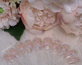 Cotton Clouds | Angels | Cherubs | Jelly Nails | Gold Nail Foil | press on nails