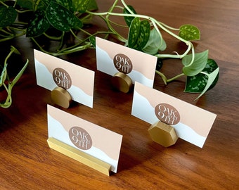 Minimalist Solid Brass Gold Business Card Holder, Photo Holder, Name Tag Holder, Table Number Holders, Invitation Holder, Desk Accessories
