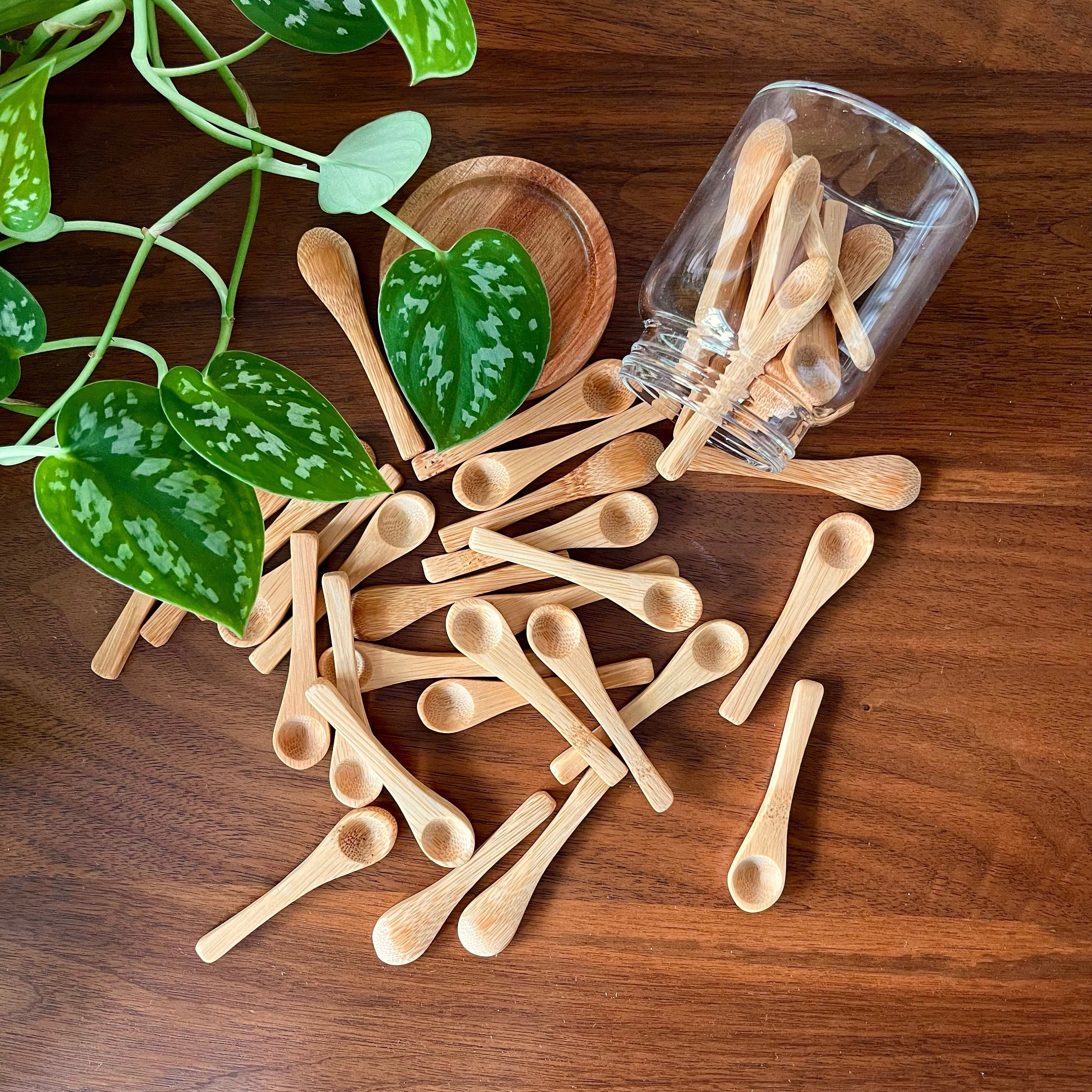 Round Glass Jar With Spoon With Sealed Bamboo And Wood Lid - Temu