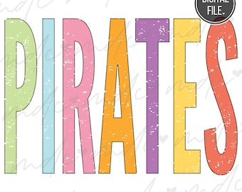Archivos svg de piratas coloridos angustiados para Cricut / Pirates png / School Spirit svg / Mascot svg / Pirate svg / Game Day svg