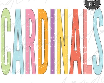 Archivos svg de cardenales coloridos angustiados para Cricut / Cardinals png / School Spirit svg / Mascot svg / Cardinal svg / Game Day svg