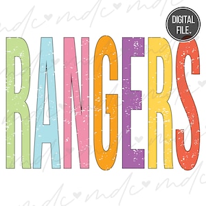 Distressed Colorful Rangers svg Files for Cricut | Rangers png | Rangers Mascot svg | School Spirit svg | Rangers mascot svg | Rangers svg