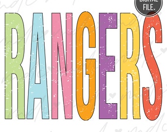 Distressed Colorful Rangers svg Files for Cricut | Rangers png | Rangers Mascot svg | School Spirit svg | Rangers mascot svg | Rangers svg