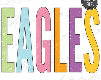 Archivos svg de águilas coloridas angustiadas para Cricut / Eagles png / Eagles Mascot svg / School Spirit svg / eagle mascot svg / Ealge svg