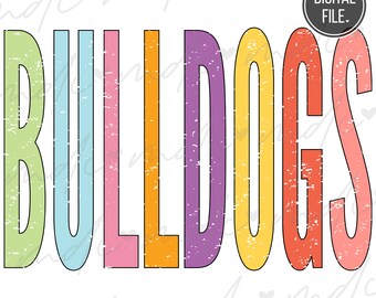 Archivos svg de Bulldogs coloridos angustiados para Cricut / Bulldogs png / Bulldog Mascot svg / School Spirit svg / Bulldogs mascot svg