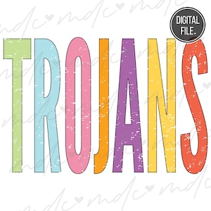 Distressed Colorful Trojans svg Files for Cricut | Trojans png | Trojans Mascot svg | School Spirit svg | Trojan mascot svg | Trojan svg