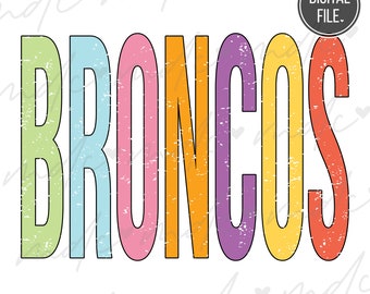 Angustiado colorido Broncos svg Archivos para Cricut / Broncos png / Broncos Mascot svg / School Spirit svg / Bronco mascot svg / Bronco svg